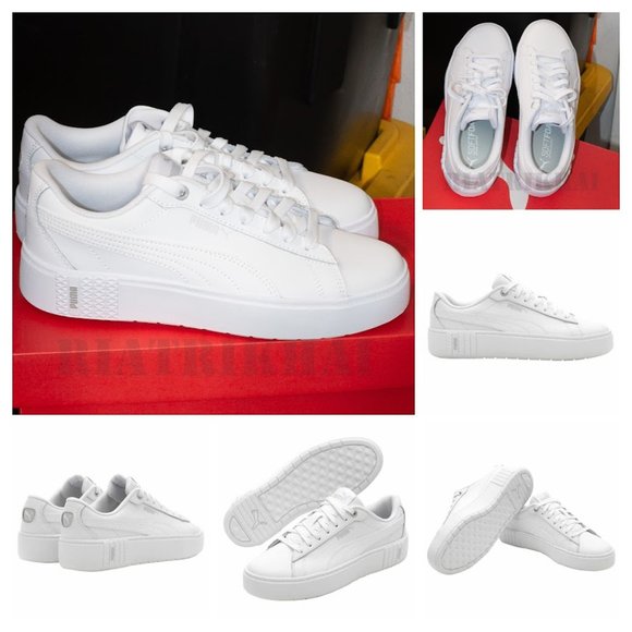 White PUMA Ladies' Smash‎ Platform Shoe - Picture 1 of 9